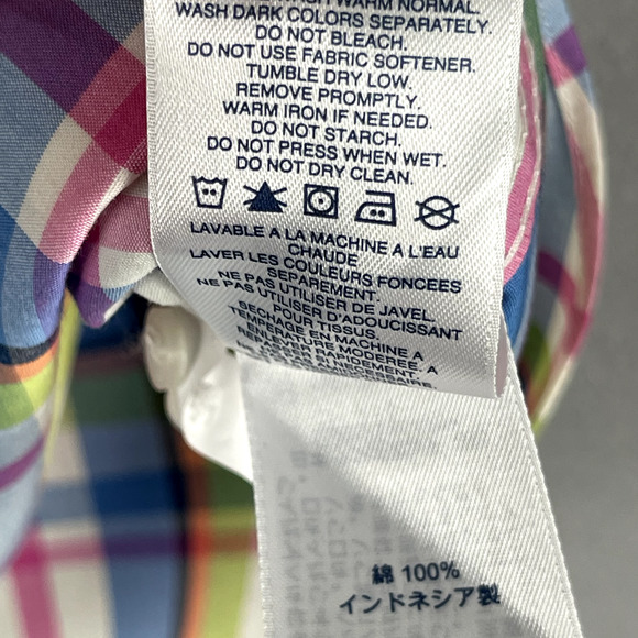 Lands End No Iron Supima Cotton Top Womens 18T Tall Plaid Button Up Long Sleeve - Picture 9 of 14